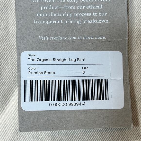 New Everlane The Organic Straight Leg Crop Pants Pumice Stone Women 6 NWT - Picture 11 of 11